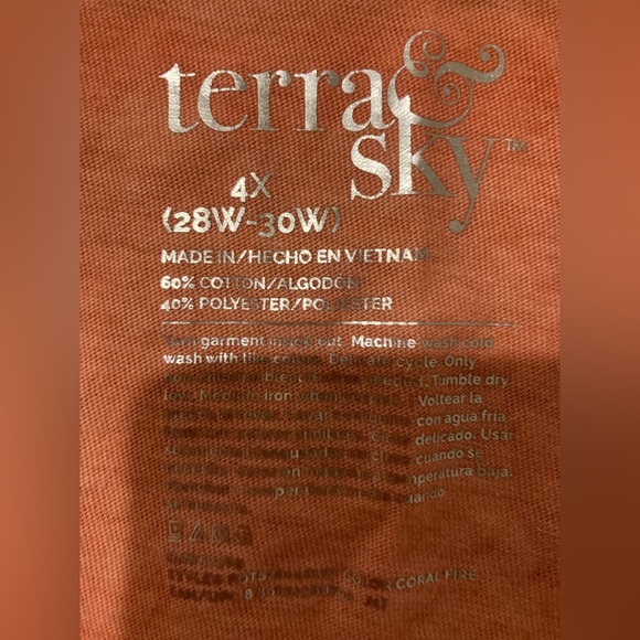 NWOT Ladies Size 4X Terra & Sky Peach Short Sleeve Top - Picture 8 of 8